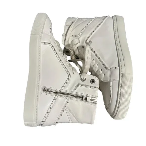 Zadig & Voltaire ZV1747 High Flash Studded Sneaker Womens White, Sz 39 WORN ONCE - Picture 7 of 10